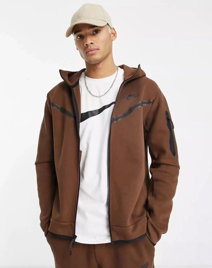 Solid Brown Windrunner Hoodie & Pants Set 28692014