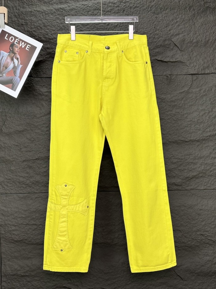 Crisscross Patch Leather Wash Jeans
