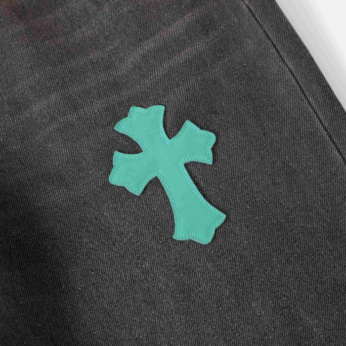 1:1 quality version Orange & Mint Cross Patched Washed Dark Grey Straight Leg Denim Jeans 29082255