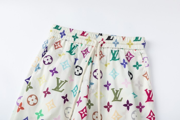 Multicolor Monogram Drawstring Waist Wide-Leg Pants for Kids 29008613