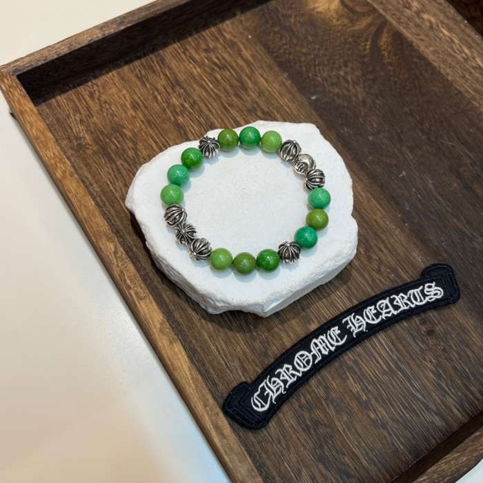 White Turquoise & Wire Green Silver Bead Bracelet 2 colors
