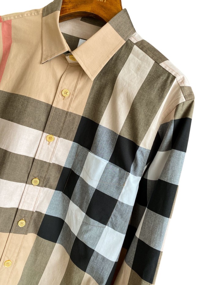 1:1 quality version Plaid Stretch Cotton Poplin Long Sleeve Shirt 8 colors 28875206