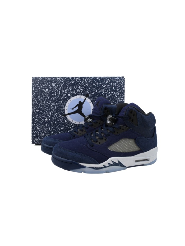 [plus-size shoes] Jordan 5   Midnight Navy  Blue Suede Basketball Shoes 29035487