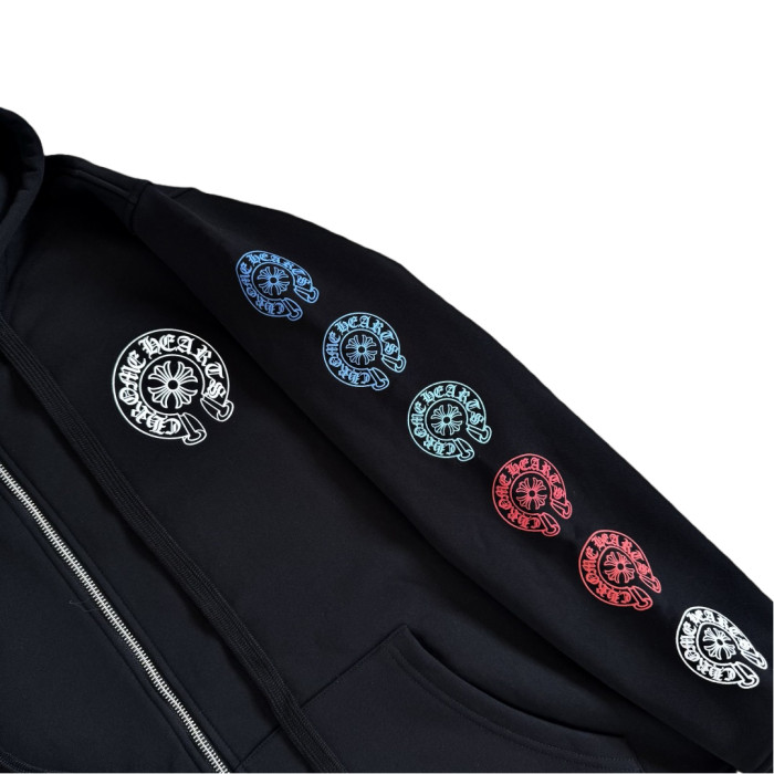 1:1 quality version Colorful Horseshoe Print Zipper Hoodie 28748497