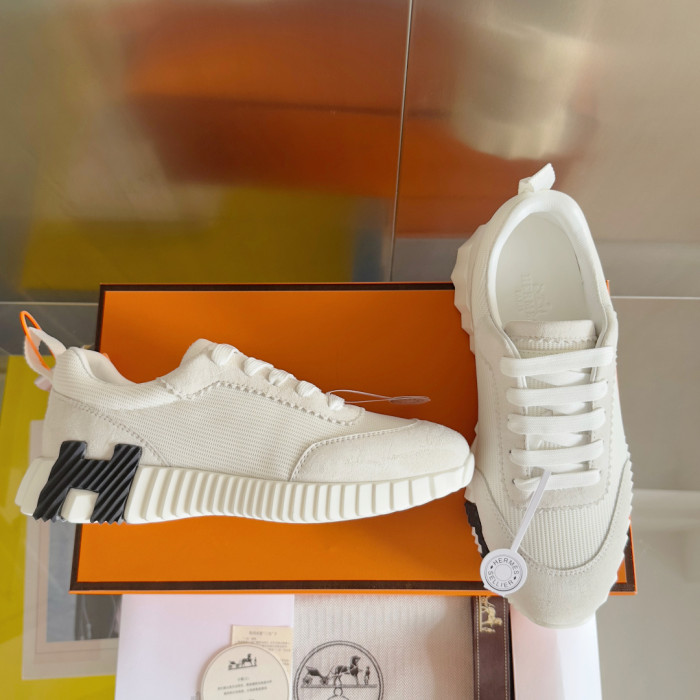 [plus-size shoes]Bouncing Couple Style Mesh & Genuine Leather Breathable Sneakers 4 colors 29085183