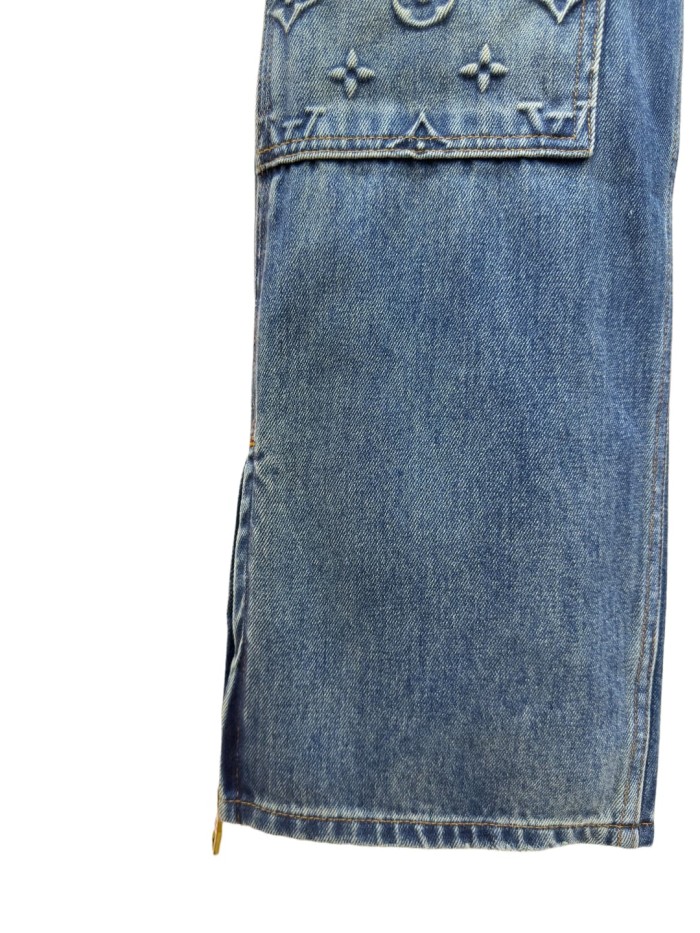 1:1 quality version Embroidered Rivet Distressed Denim Work Jeans 28687461