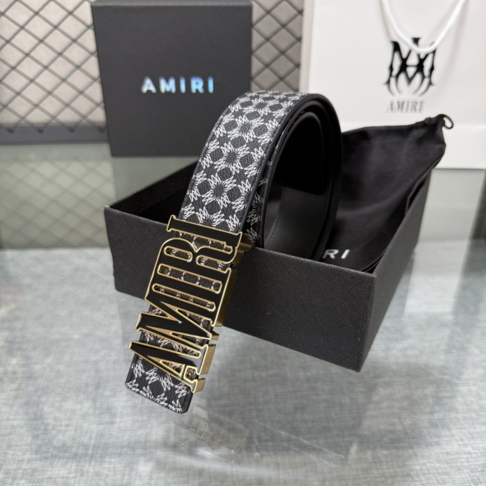 1:1 quality version Full-Print AM Logo Belt 5 colors 【Width 3.8 cm】28659912