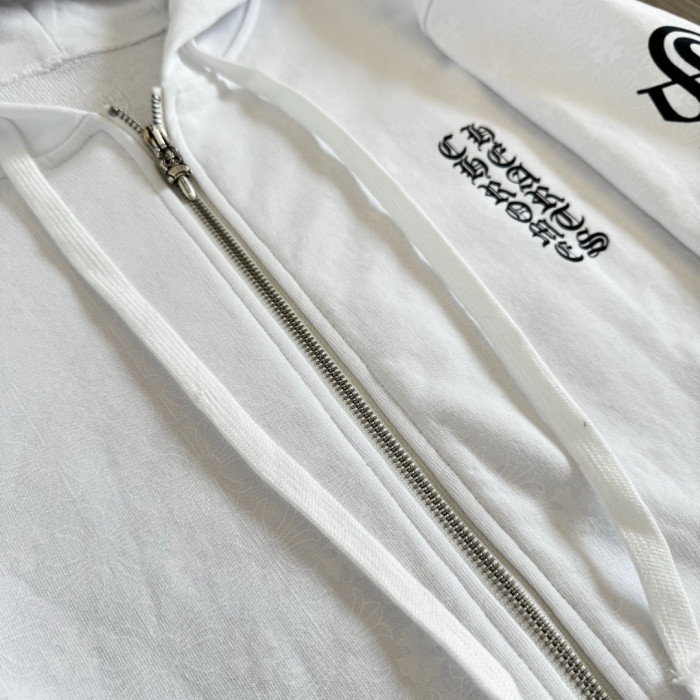 1:1 quality version Full printed dark cross Vertical Lettering Logo and Sanskrit print Zipper Hoodie 2 colors 28782524