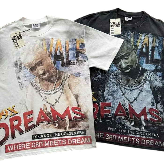 Retro 2Pac Portrait Graphic Washed Oversized Streetwear T-Shirt 2 colors 29027190
