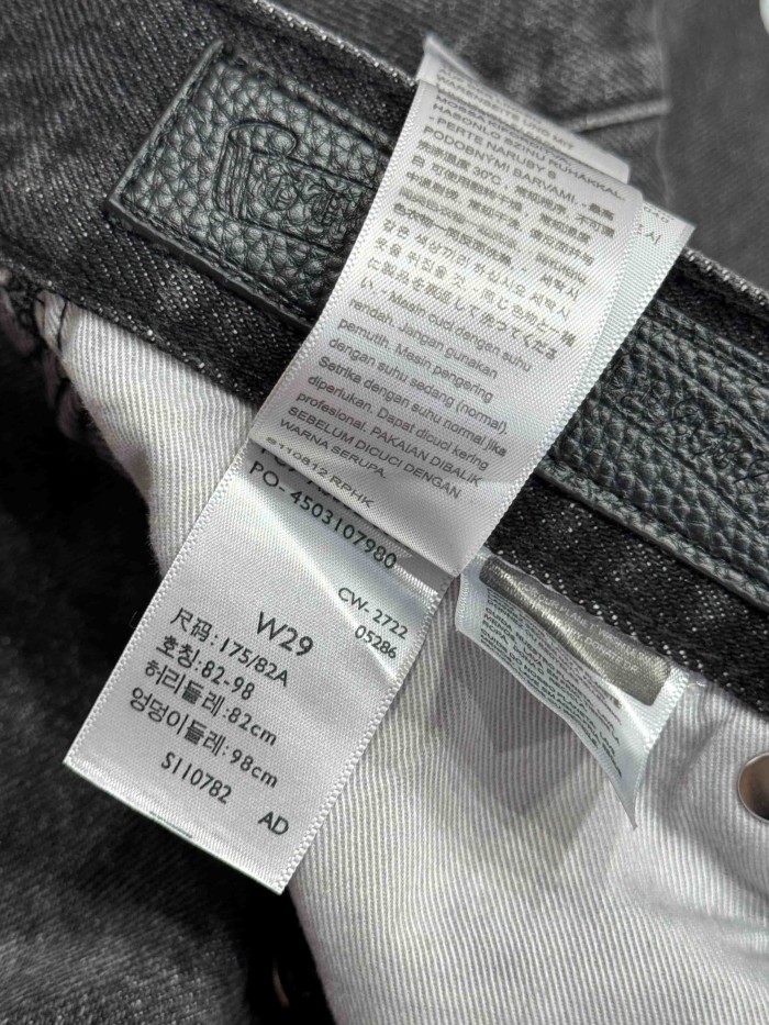 1:1 quality version  Black-Purple Cross Leather Patch Print Jeans 28960875