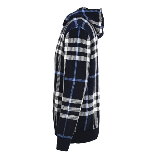 1:1 quality version Blue Large Check Knit Hoodie 28476816