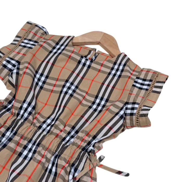 Vintage Check Drawstring Waist Cotton Dress for Kids 29010796