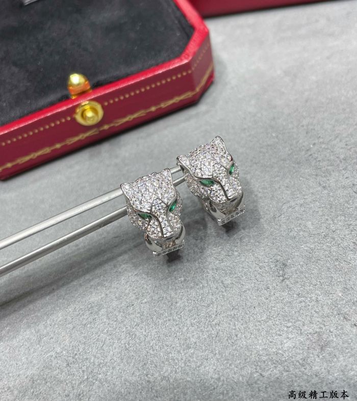 1:1 quality version CNC C@rtier Leopard Head Earrings