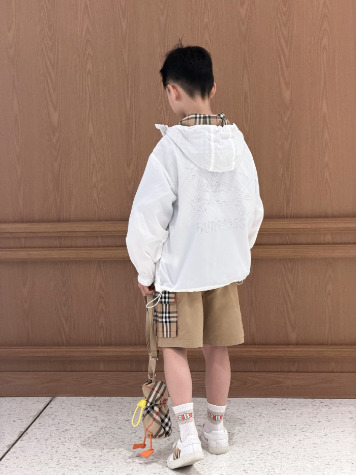 Reversible Check Waterproof Windproof Lightweight Hooded Jacket for Kids 2 colors 29000388