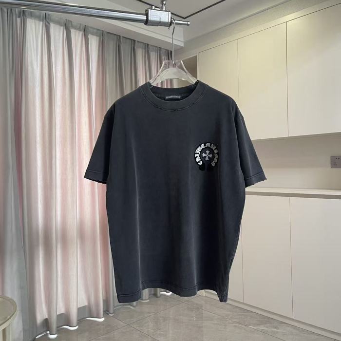 1:1 quality version Black and White Sanskrit Horseshoe Cross Logo Printed  Vintage Tee 4 colors 29082404