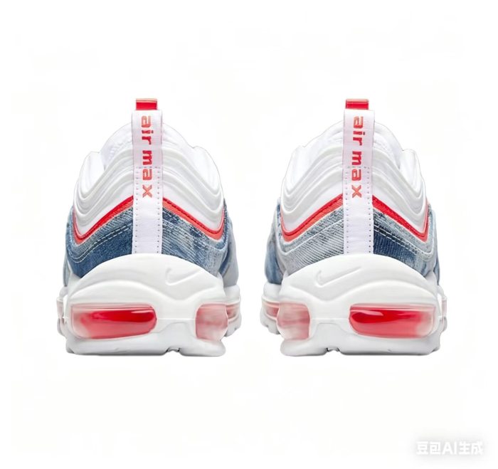 Air Max 97 White Denim Red Accent Full-Length Air Cushion Sneakers 29064397