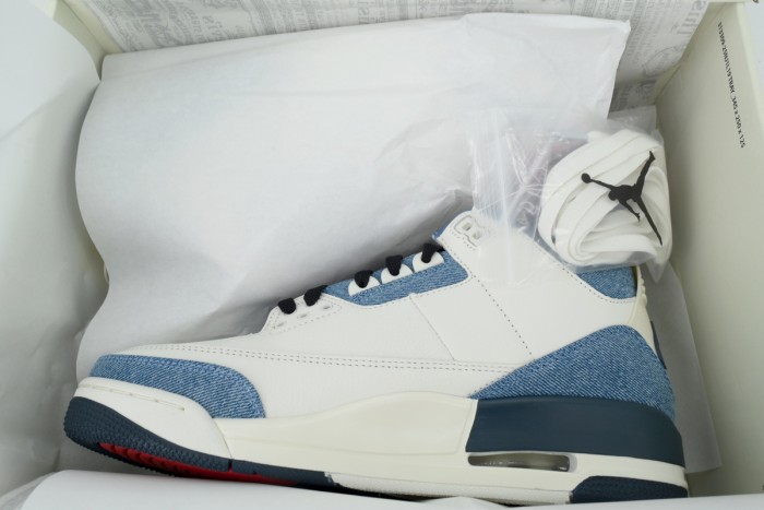 [plus-size shoes] 1:1 quality version Jordan 3 x Levi's White Blue Denim & Leather Basketball Shoes 29039820