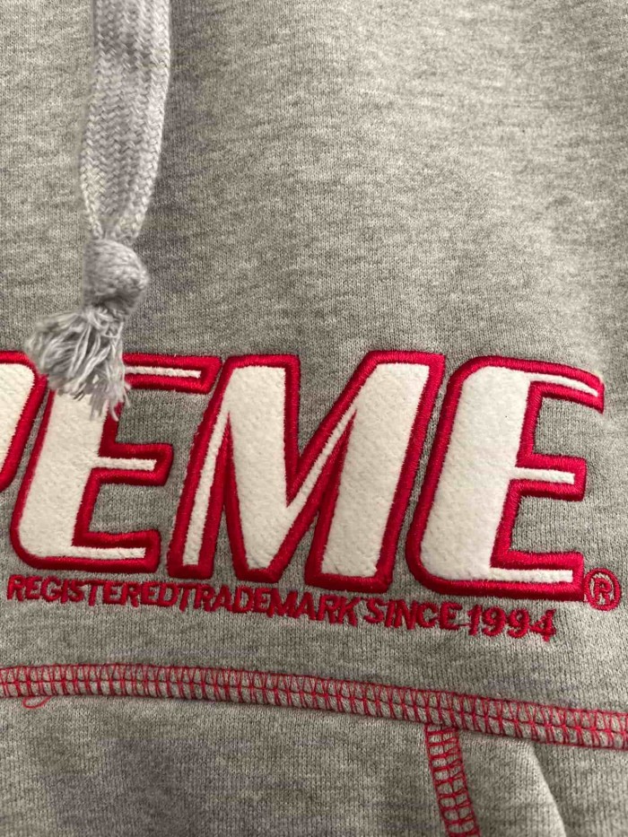 1:1 quality version Heather Grey Contrast Stitching Embroidered Fleece Lined Hooded 29082102