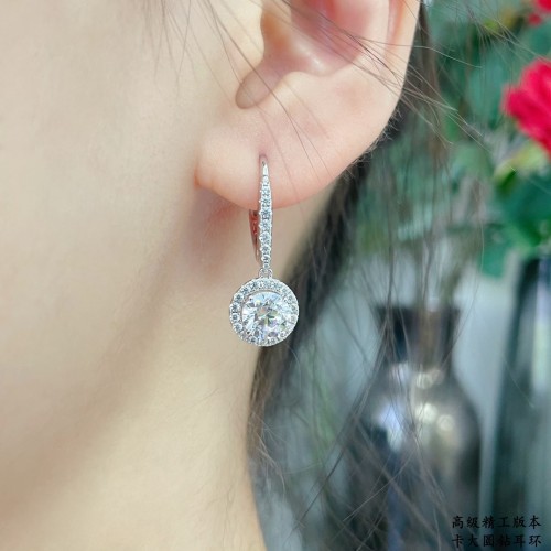1:1 quality version Large round diamond hollow-out art font earrings