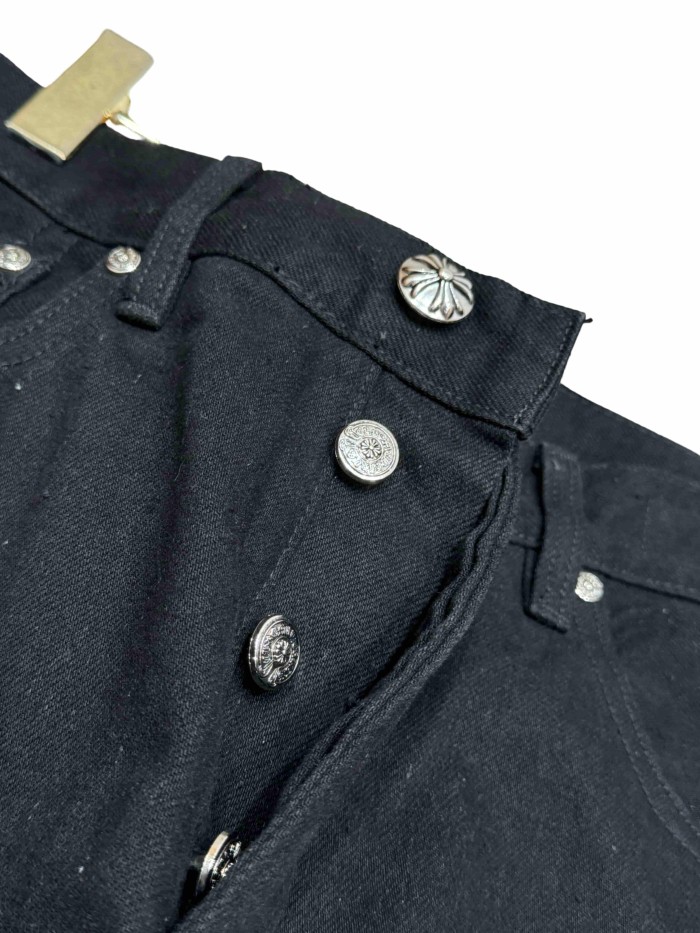 1:1 quality version  white & blue leather cross appliqué washed jeans 28959432