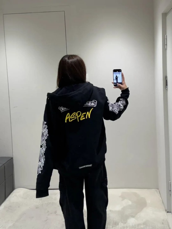1:1 quality version yellow letter print zip-up Hoodie 28959369