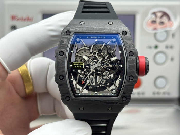 1:1 quality version RM 35-02 RAFAEL NADAL Carbon Fiber Automatic Mechanical Skeleton Watch 2 colors【Dial diameter：42mm 】28771545