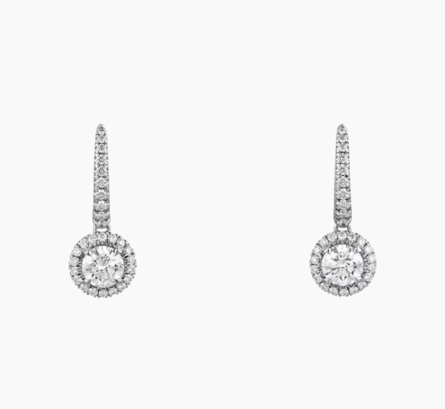 1:1 quality version Large round diamond hollow-out art font earrings