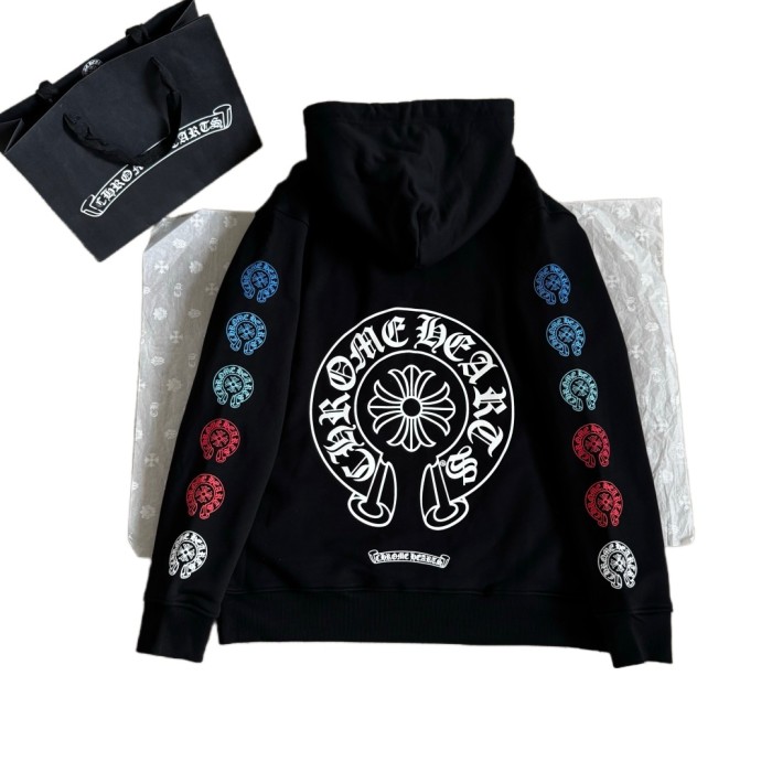 1:1 quality version Colorful Horseshoe Print Zipper Hoodie 28748497