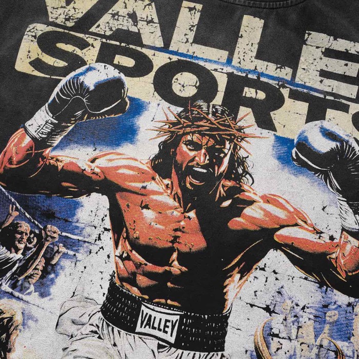 Boxing Theme Print Washed Tee 2 colors 29047376