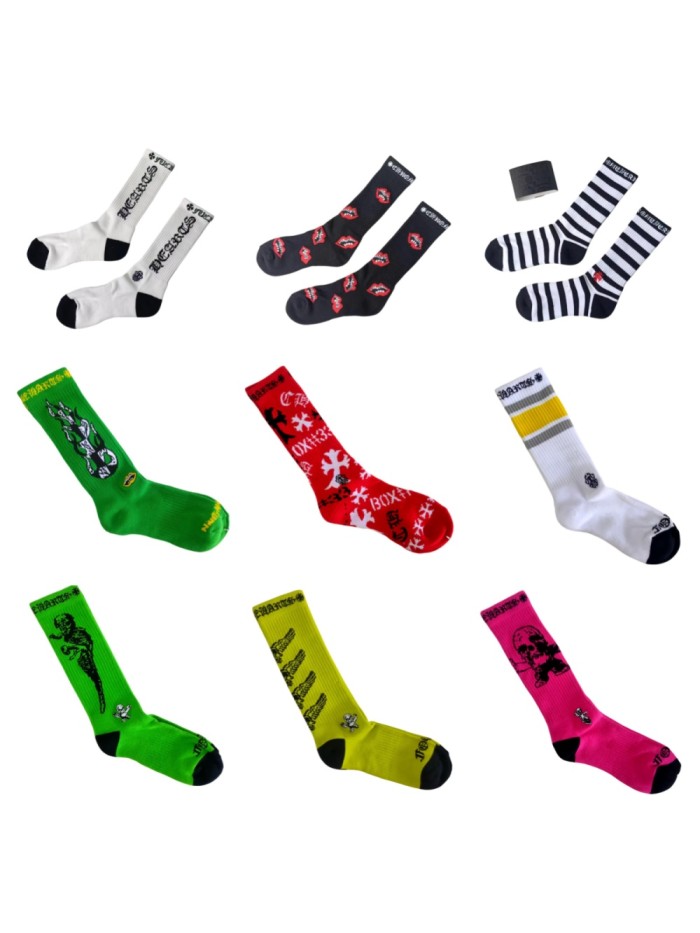 Sanskrit Stripe Graffiti Jacquard Crew Socks 33 colors 28887617