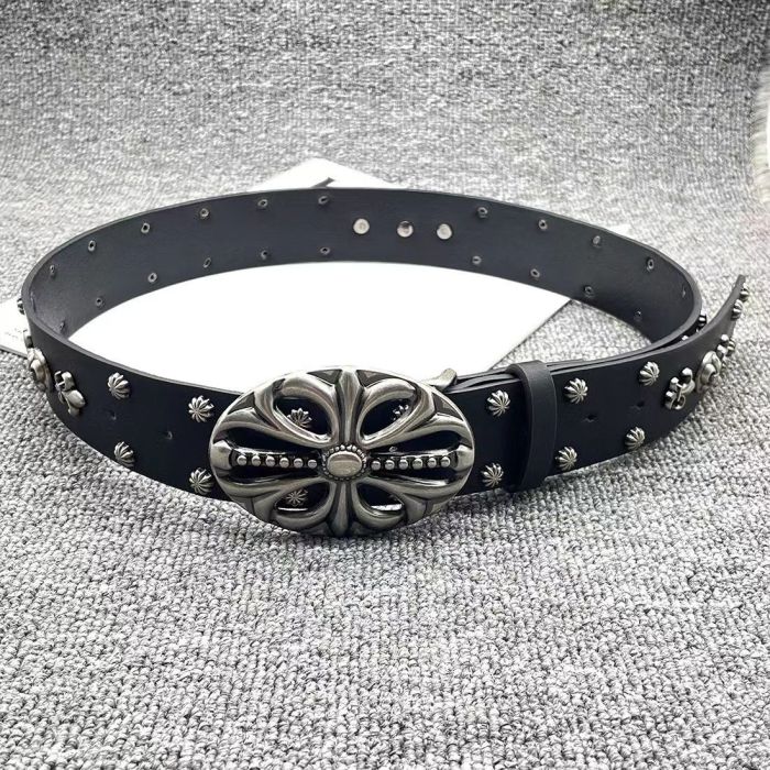 Black Studded Vintage Cowhide Belt