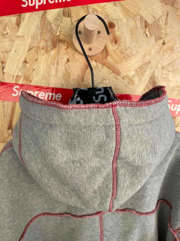1:1 quality version Heather Grey Contrast Stitching Embroidered Fleece Lined Hooded 29082102