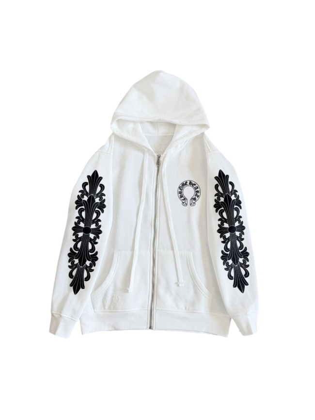 1:1 quality version Horseshoe Flower Arm Print Antique Silver Zipper Hoodie 28893087