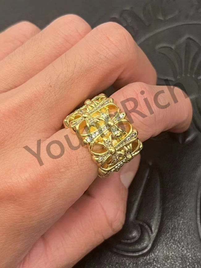 1:1 quality version Pure Silver Gold-Plated 22K Tombstone Cross Ring with Diamonds