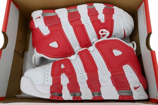 Air More Air Cushion Mid-top Men's White and Red Pippen Basketball Shoes 29030361