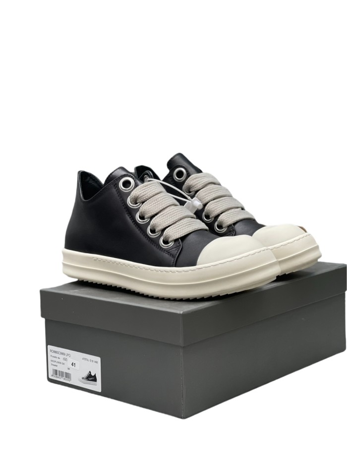 1:1 quality version R*ck0wens 28304005 Leather shoes with thick laces