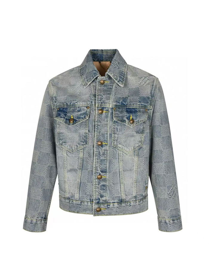 1:1 quality version Checkered Denim Jacket 28512657