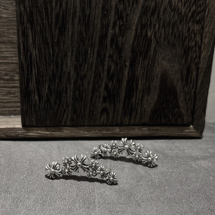Punk Style 8 Crossed Flower Silver Stud Earrings set