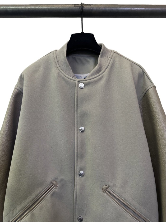 1:1 quality version Terry Embroidered Patchwork Leather Baseball Jacket 28760616