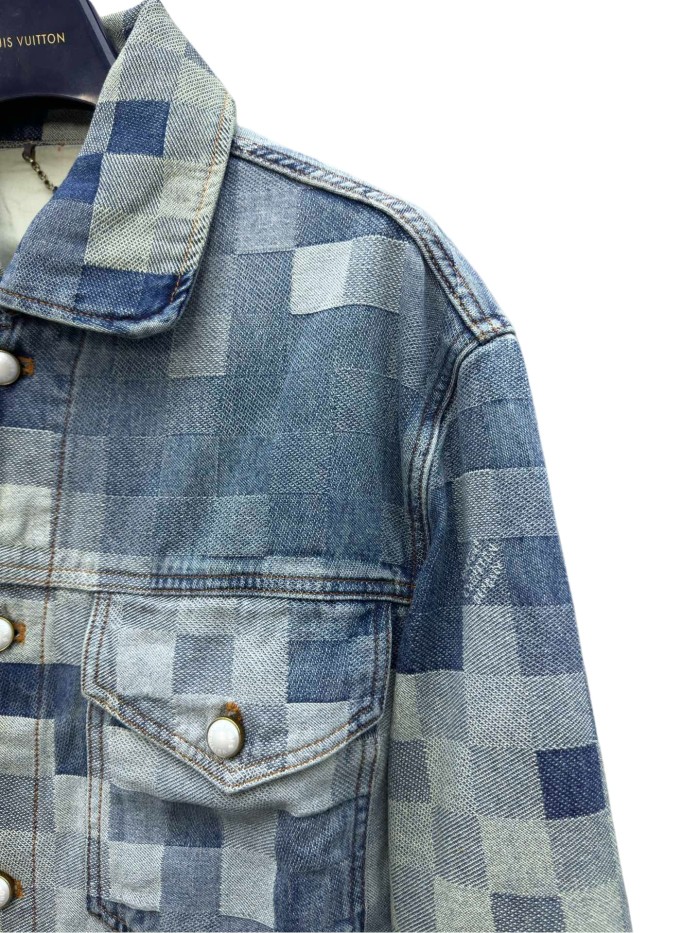 1:1 quality version Checkered Mosaic Denim Jacket 28685212