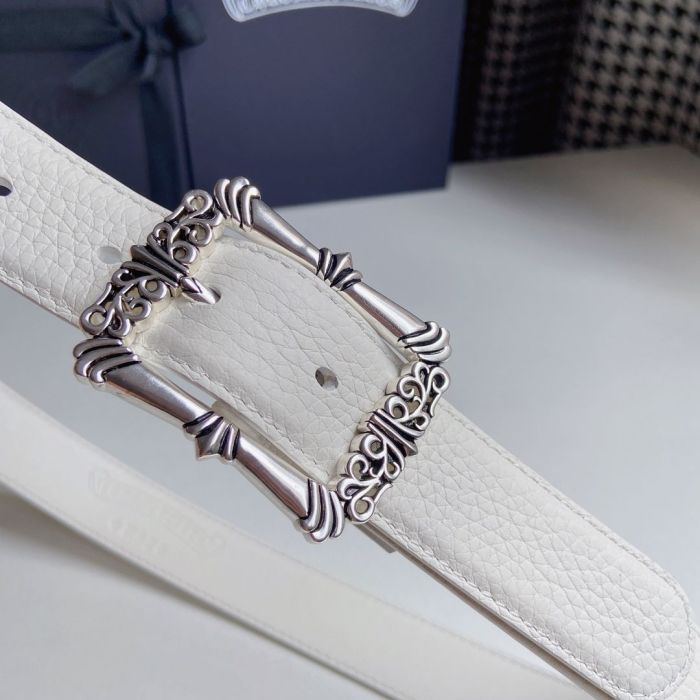 1:1 quality version Classic Vine Silver Plated Sterling Brass Square Buckle Leather Belt 4 colors【Width 3.0 cm】