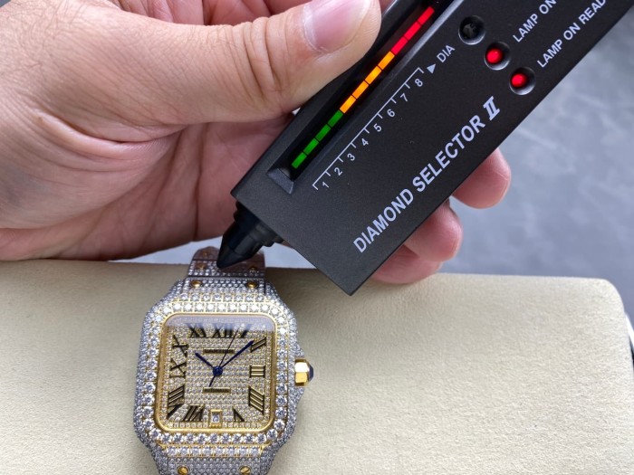 1:1 quality version Black Moissanite Diamond-Studded Santos Mechanical Watch【Dial diameter：39.8mm】28773787
