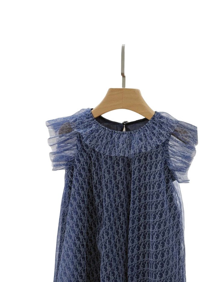 Tulle Dress with Ruffled Neck & Flutter Sleeves for Kids 29008833