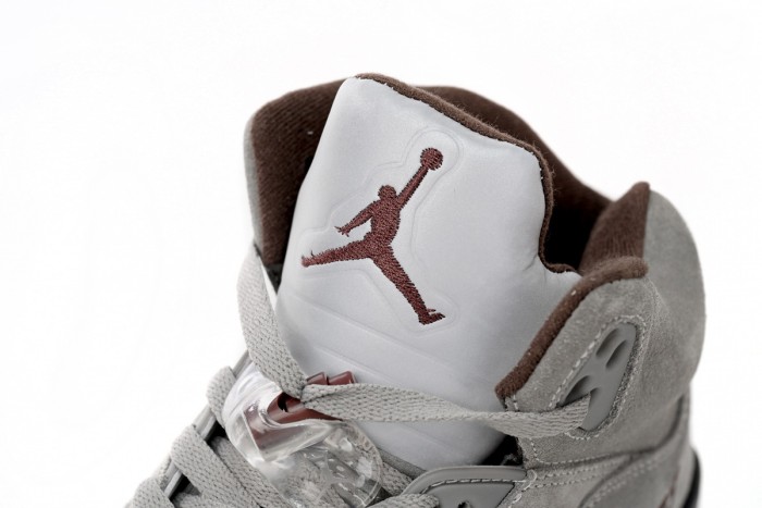 [plus-size shoes] Jordan 5   Burgundy  Grey Suede Basketball Shoes 29035416