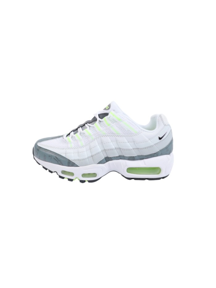 [plus-size shoes]Air Max 95  White Grey Volt Breathable Mesh Running Shoes 29064534