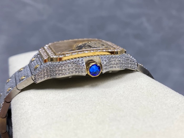 1:1 quality version Black Moissanite Diamond-Studded Santos Mechanical Watch【Dial diameter：39.8mm】28773787