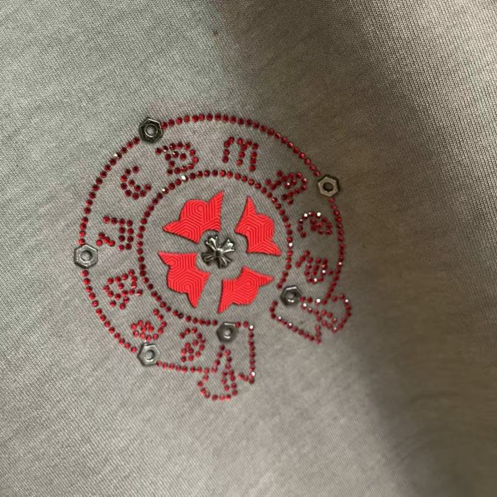1:1 quality version Red Sanskrit Horseshoe Cross Logo Printed  Vintage Tee 4 colors 29082421