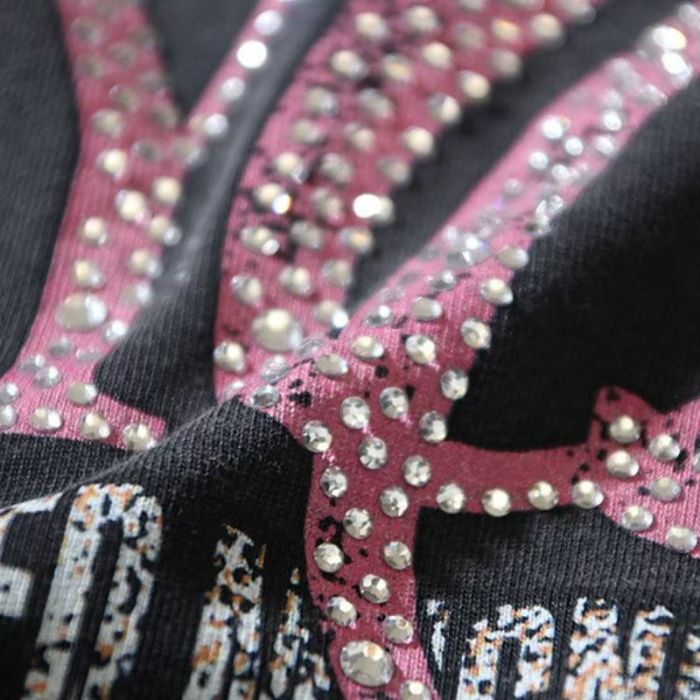 Retro Rhinestone & Portrait Graphic Washed T-Shirt 29027186