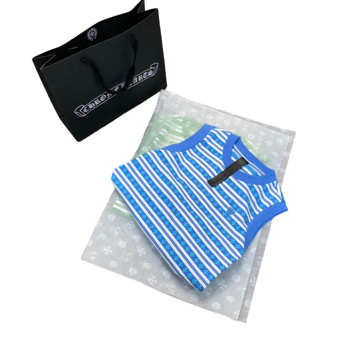 1:1 quality version 27999135 Embroidered Sword Stripe Short Sleeve Vest 3 colors for girls