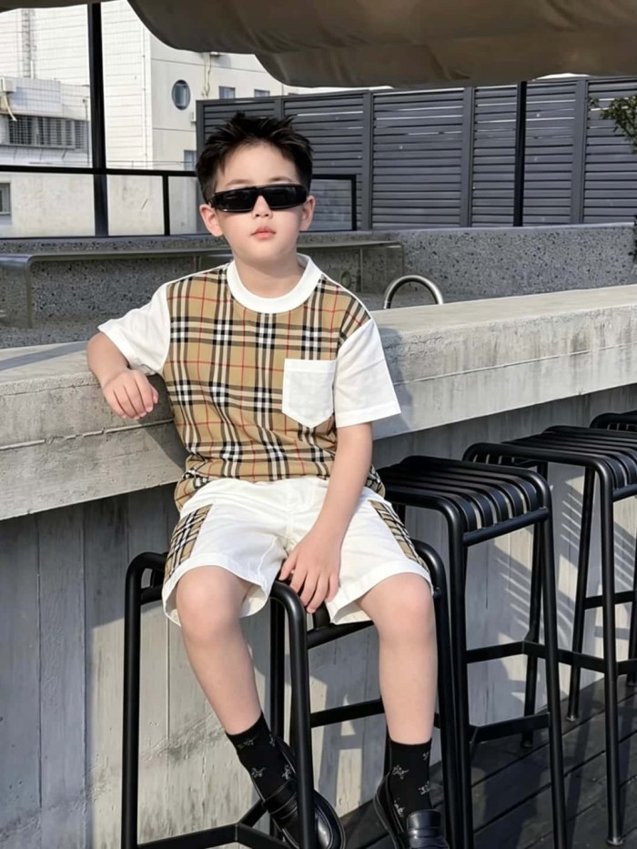 Classic Checkerboard Spliced T-Shirt for Kids 29006673